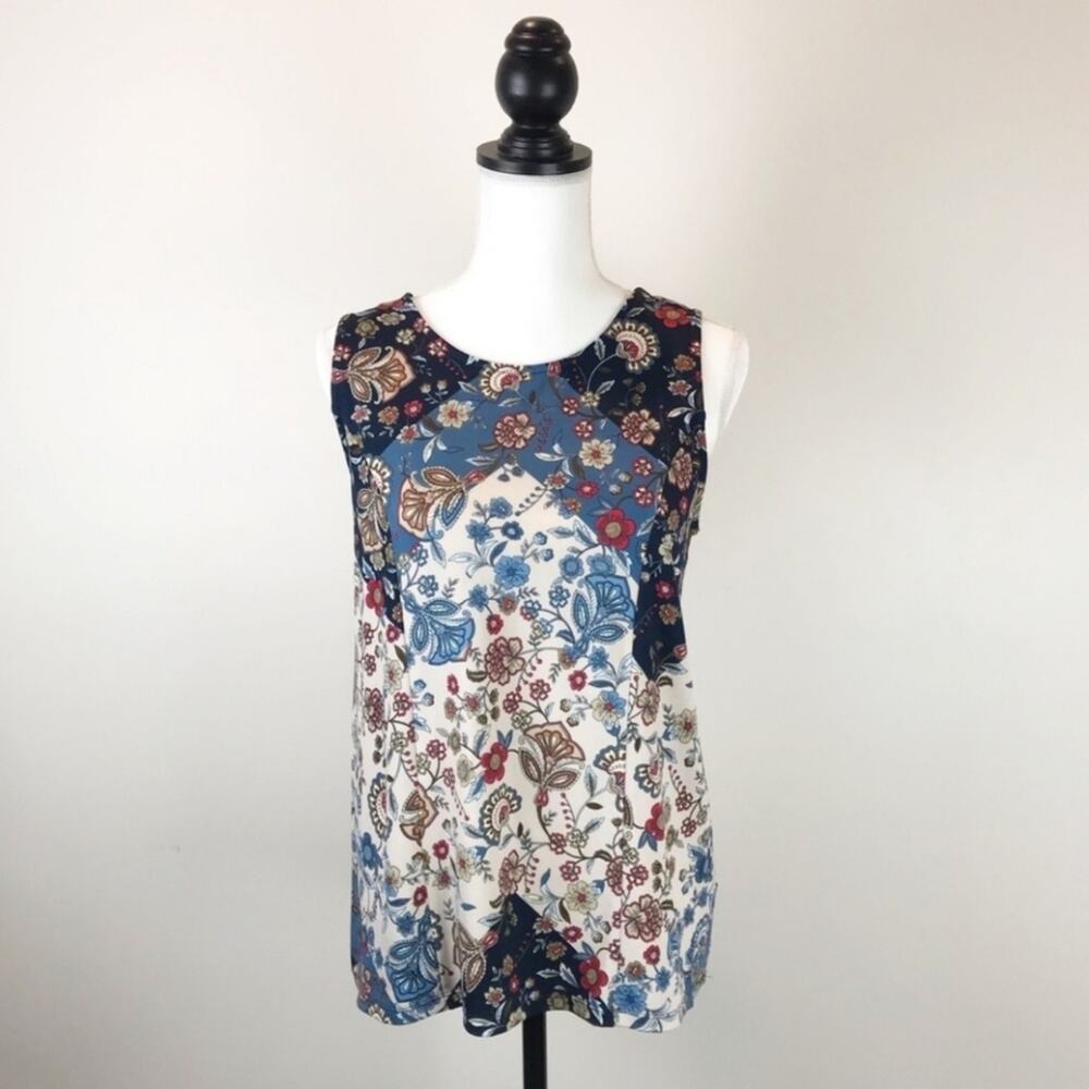 Westport Sleeveless Floral Lace-up Back Hi Low Blouse Medium - Picture 7 of 9